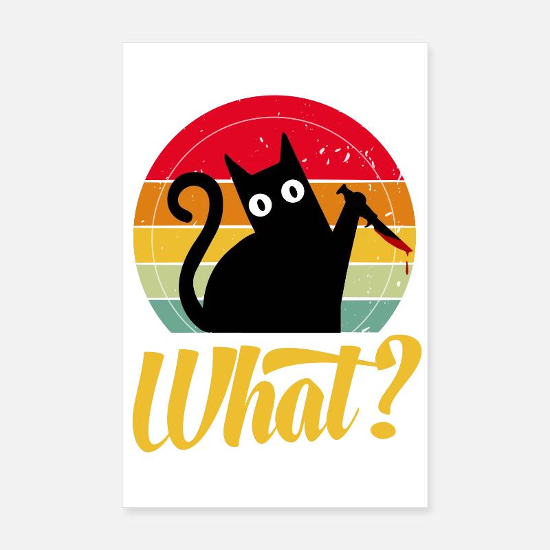 Cat With Knife Funny Gift Idea Poster 8" x 12" (20x30 cm)
