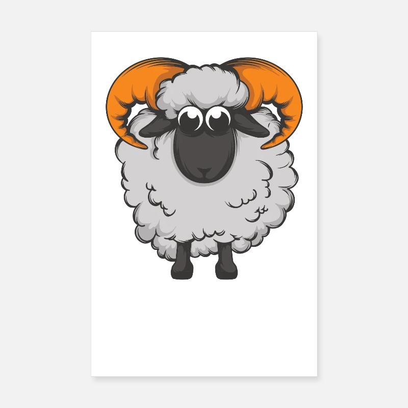 Mouton mignon avec des bois de corne Poster 20 x 30 cm