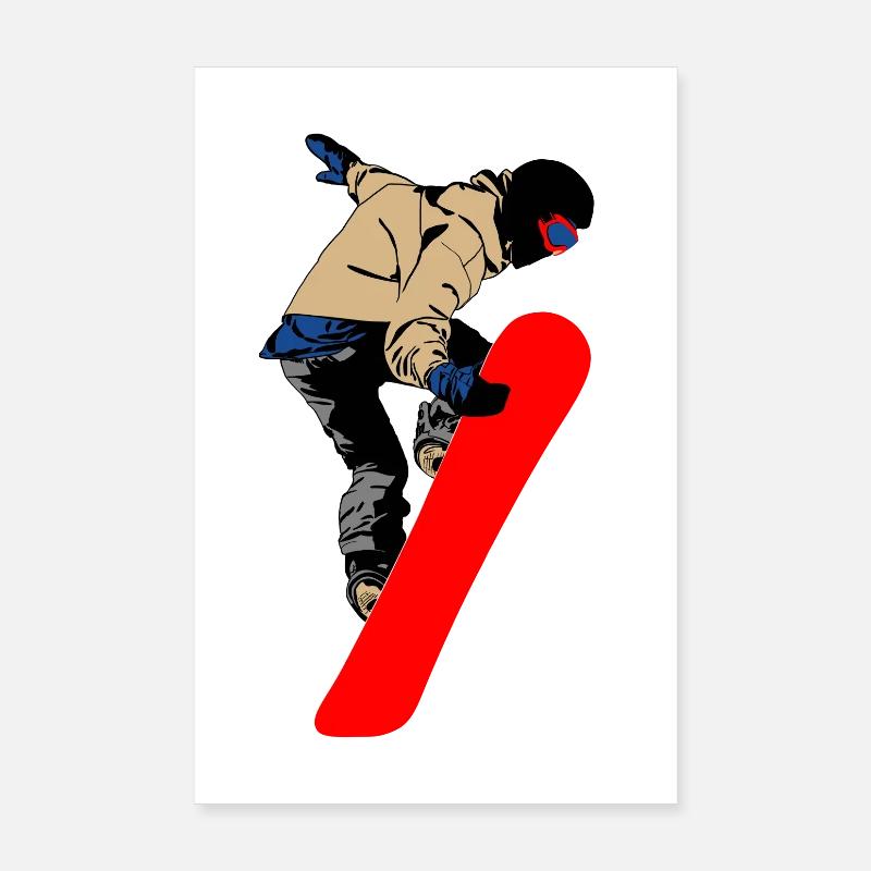 Snowboarder - Poster 20x30 cm - Weiß