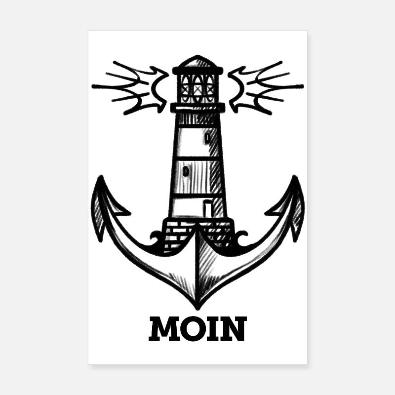 Moin (lighthouse/anchor) Poster 8" x 12" (20x30 cm)