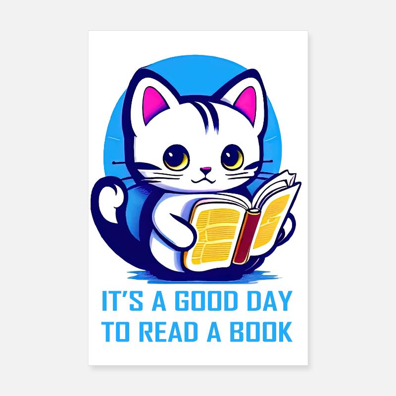 Kitten it's a good day to read a book Poster 8" x 12" (20x30 cm)