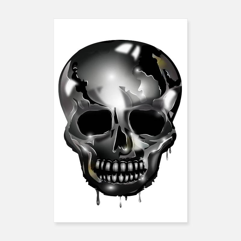 Crâne extravagant coloré en chrome Poster 20 x 30 cm