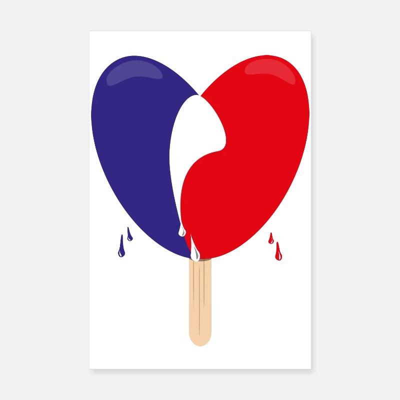 Flagge von Frankreich mit Herz. Poster 20x30 cm