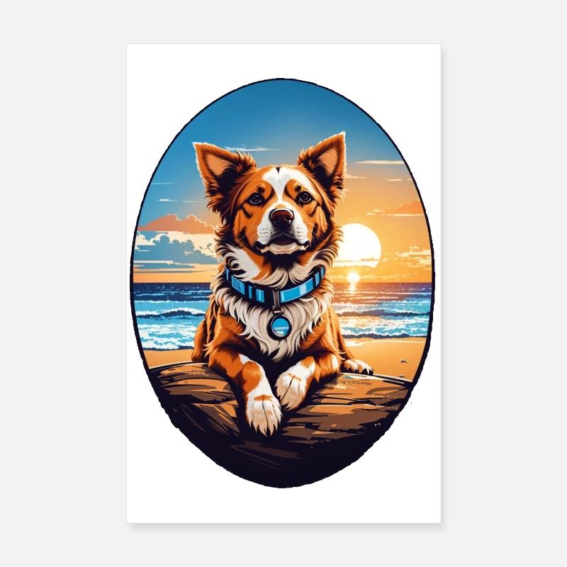 Hund am Strand Poster 20x30 cm