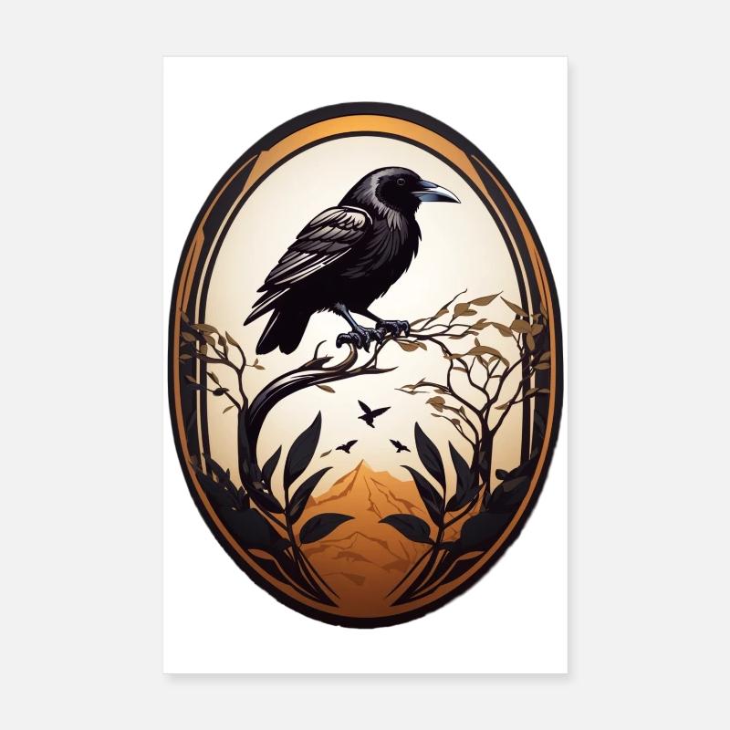 Corbeau noir Poster 20 x 30 cm
