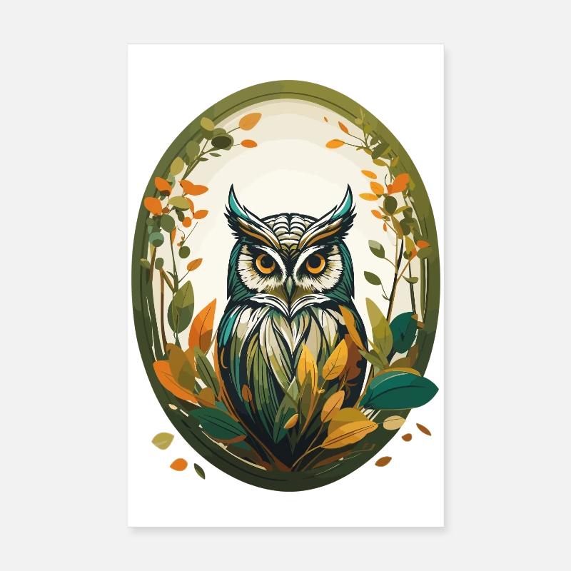 Hibou - Poster 20 x 30 cm - blanc