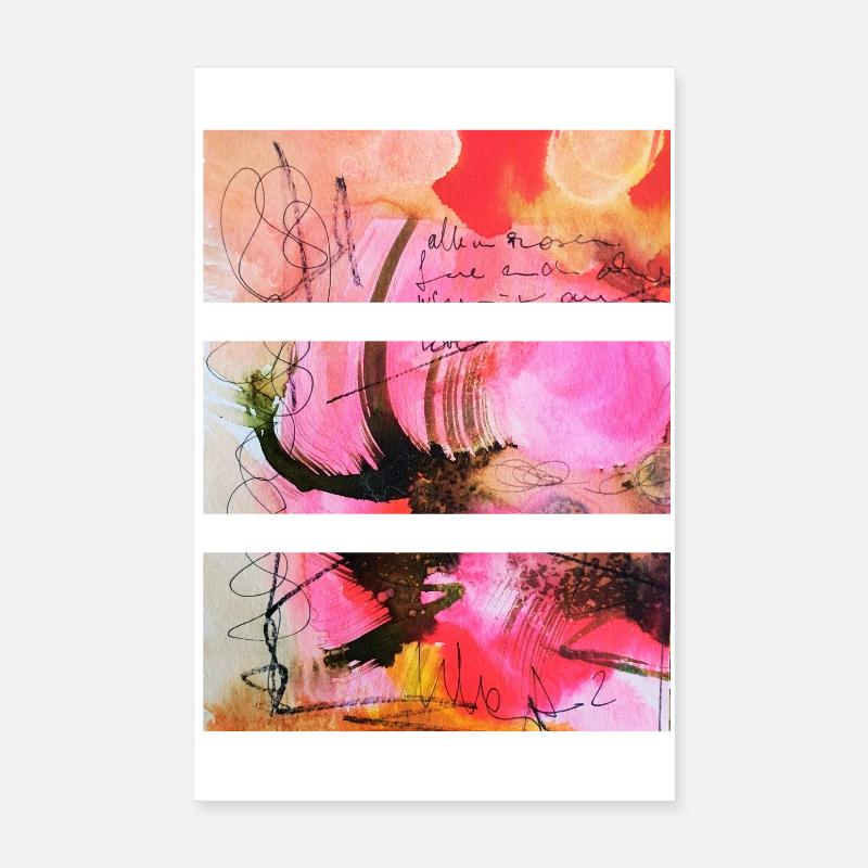 Art abstrait dans les tons roses et noirs Poster 20 x 30 cm
