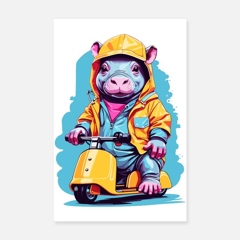 Hippopotame doux Poster 20 x 30 cm