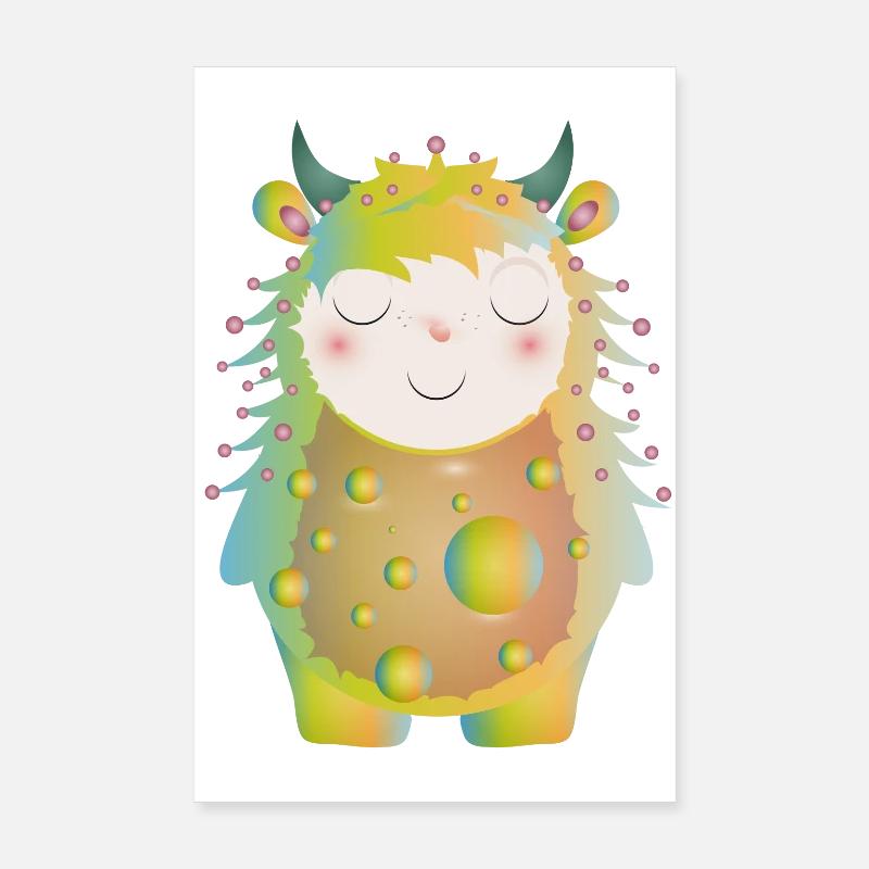 Monstre pastel mignon avec des cornes Poster 20 x 30 cm