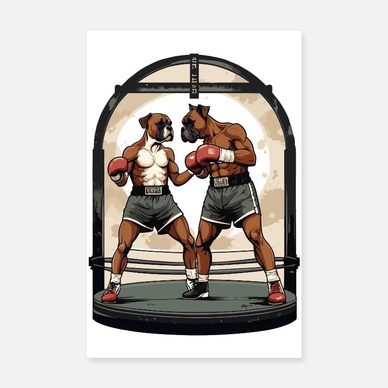 Chiens sur le ring de boxe Poster 20 x 30 cm