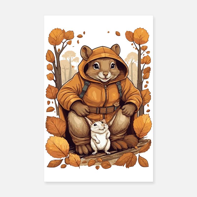 Écureuil mignon avec souris Poster 20 x 30 cm