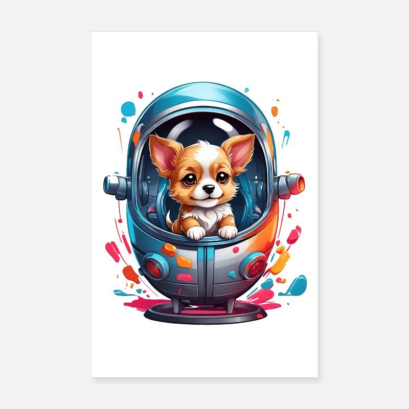 Chiot de l’espace en combinaison spatiale Poster 20 x 30 cm
