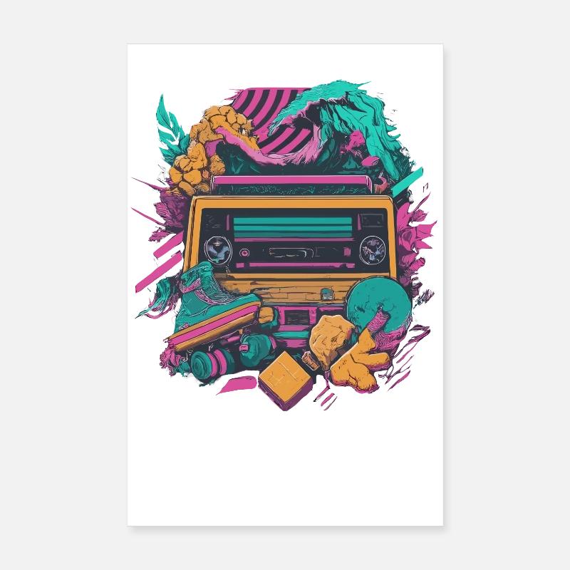Retro cassette player with a psychedelic nature Poster 8" x 12" (20x30 cm)
