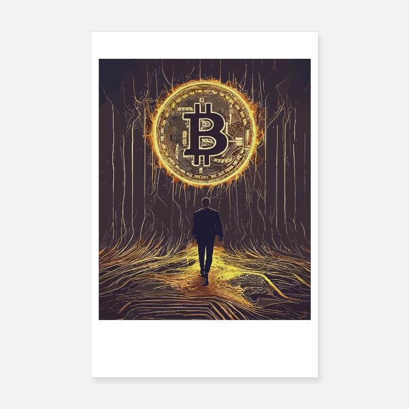 Scène forestière numérique Bitcoin Poster 20 x 30 cm