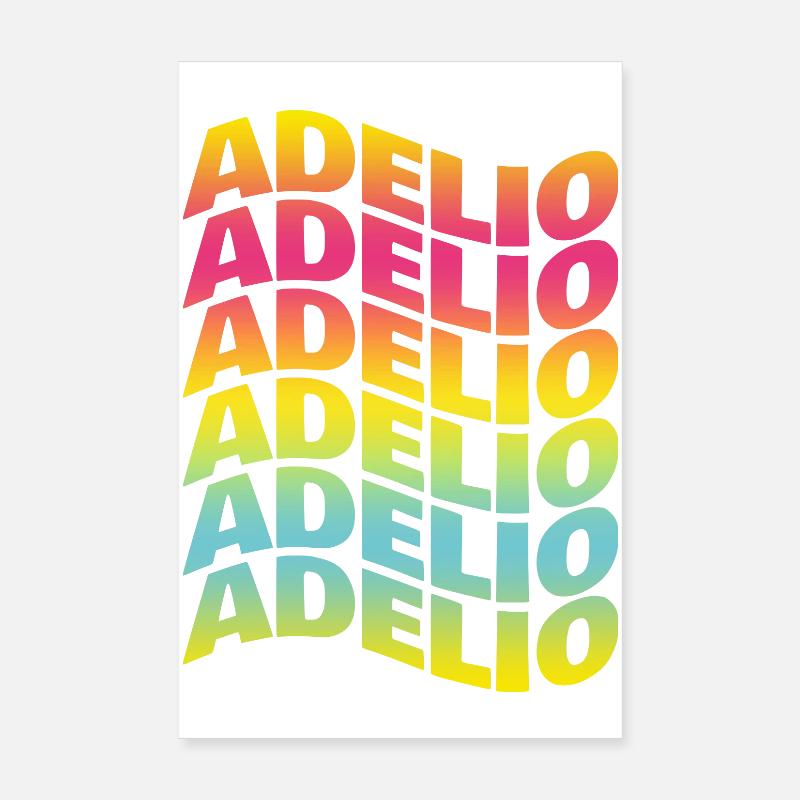 t-shirt Adelio text wave effect wave text Poster 8" x 12" (20x30 cm)