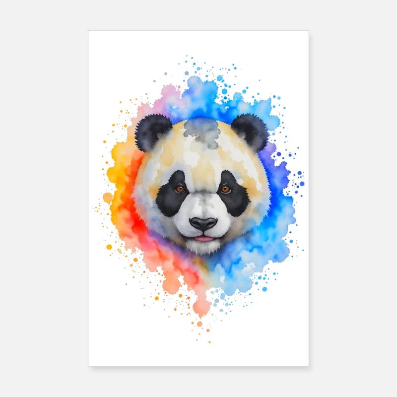 Éclaboussure de panda aquarelle Poster 20 x 30 cm
