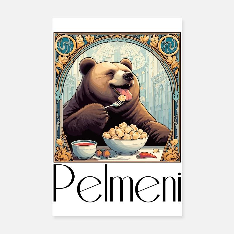 Pelmeni Bear Russian Gift Poster 8" x 12" (20x30 cm)