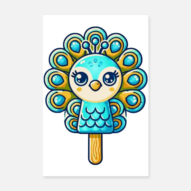 Ein Eis in Form eines lächelnden Pfaus Poster 20x30 cm
