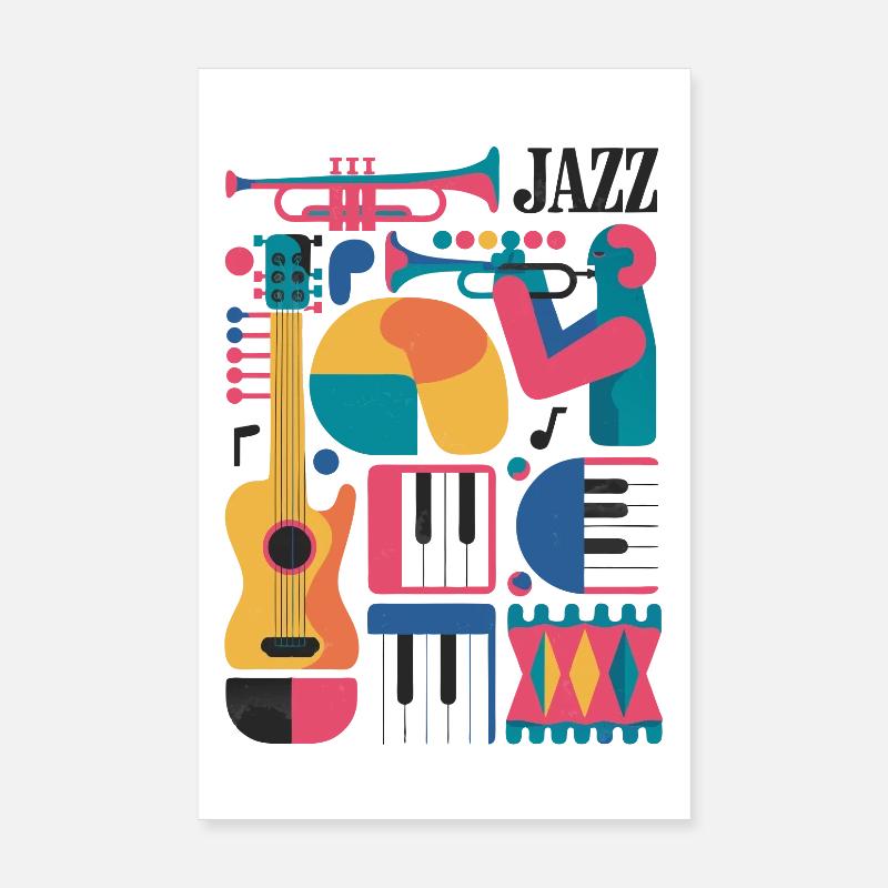 Design coloré sur le thème de la musique Poster 20 x 30 cm