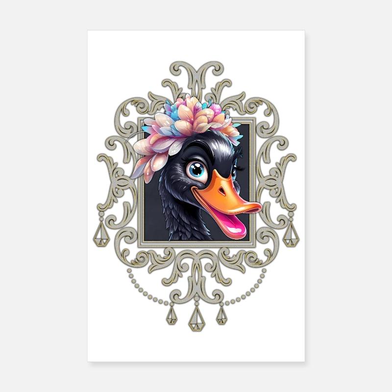 Der glückliche Schwan, ein blauäugiger Charmeur. Poster 20x30 cm