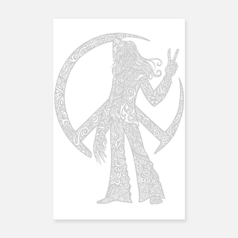 Flower Power Hippie Abstract mit Peacezeichen Poster 20x30 cm