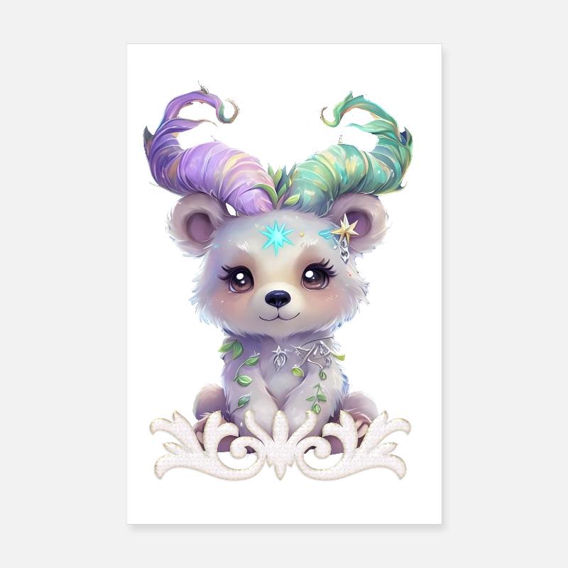 Magical bear cub in pastel glitter. Poster 8" x 12" (20x30 cm)
