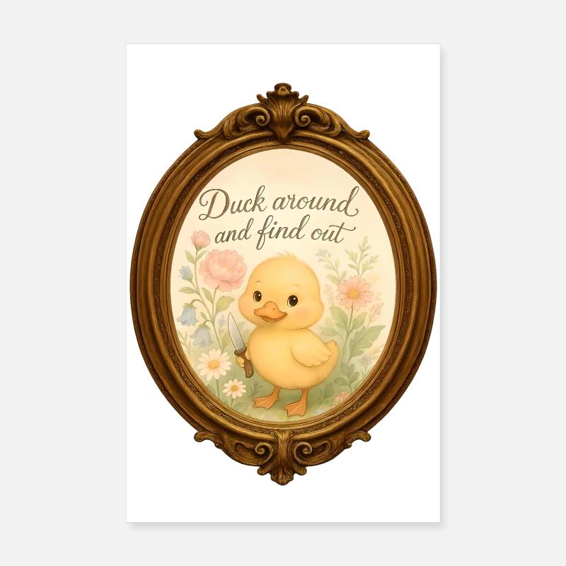 Canard aquarelle « Canard et découvre » - Meme - Poster 20 x 30 cm - blanc