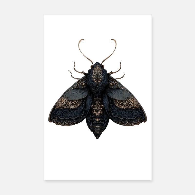 Illustration de papillon de nuit ornée avec des détails complexes Poster 20 x 30 cm