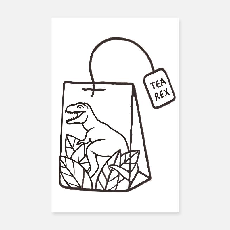 Dinosaurier Teebeutel Design - Poster 20x30 cm - Weiß