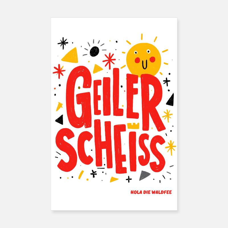 Drôle de visage de soleil avec une expression forte Poster 20 x 30 cm