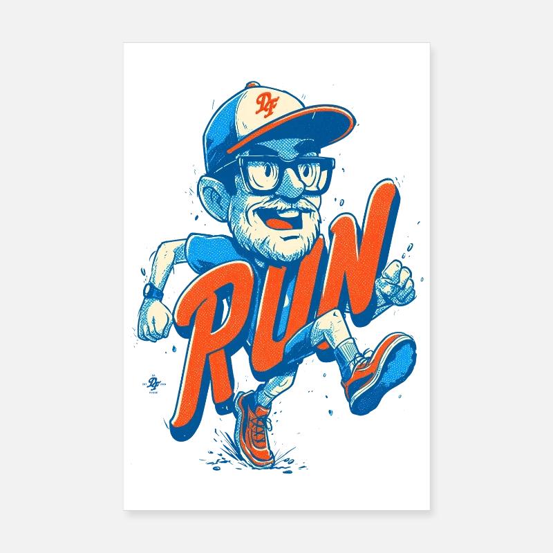Funny runner with RUN lettering Poster 8" x 12" (20x30 cm)