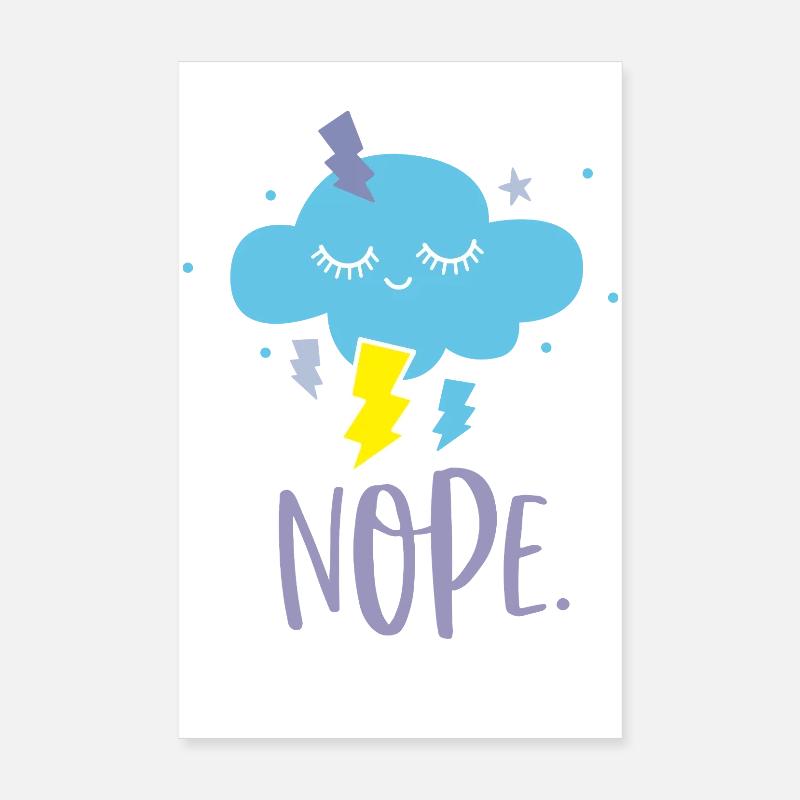 Kawaii Cloud No Nope Poster 8" x 12" (20x30 cm)