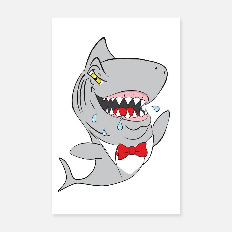 Requin snap requin avec nœud papillon rouge Poster 20 x 30 cm