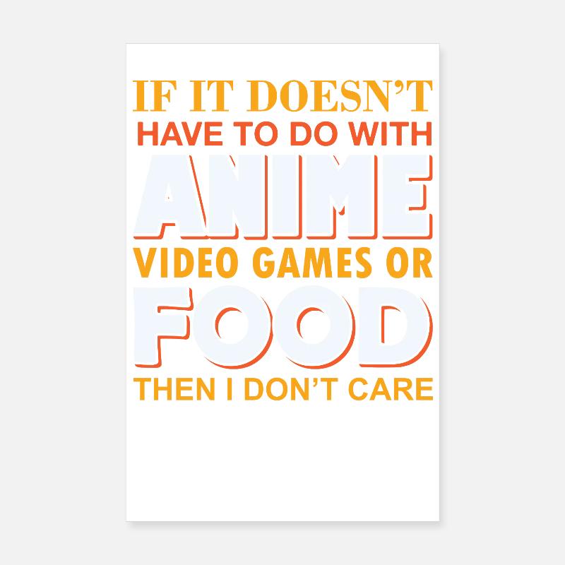 Pas de sujet sans nourriture pour les jeux d’anime Poster 20 x 30 cm
