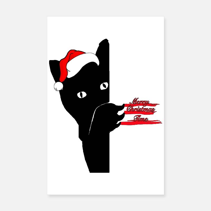Christmas Cat - Poster 20x30 cm - Weiß