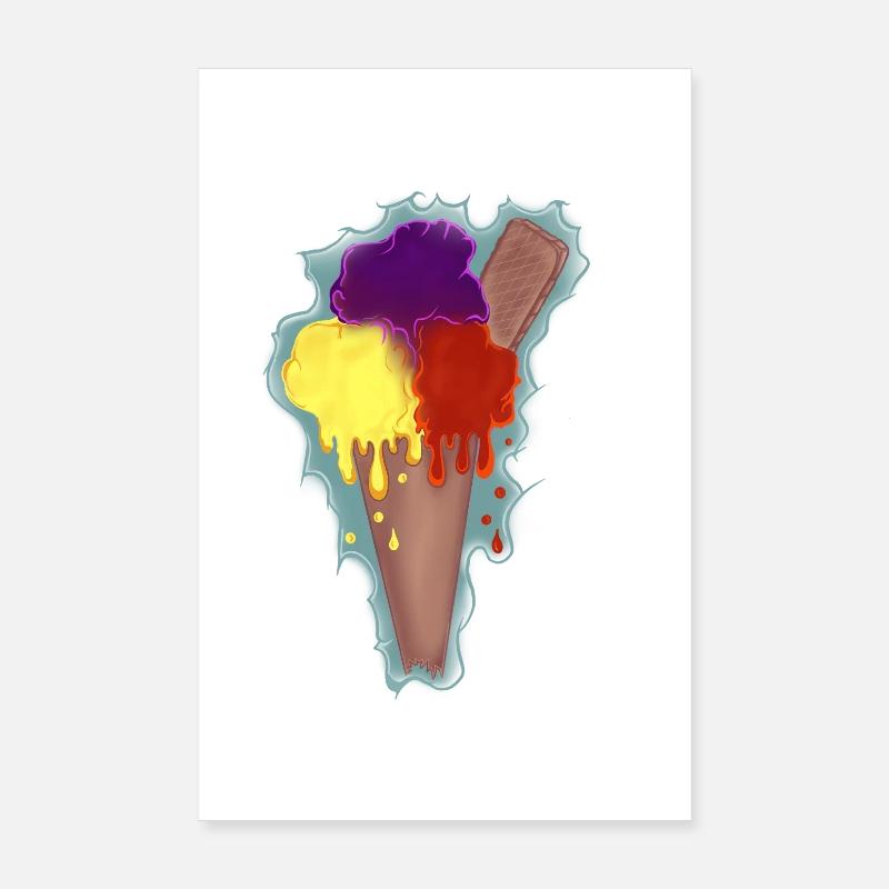 Regenbogen Eis  - Poster 20x30 cm - Weiß
