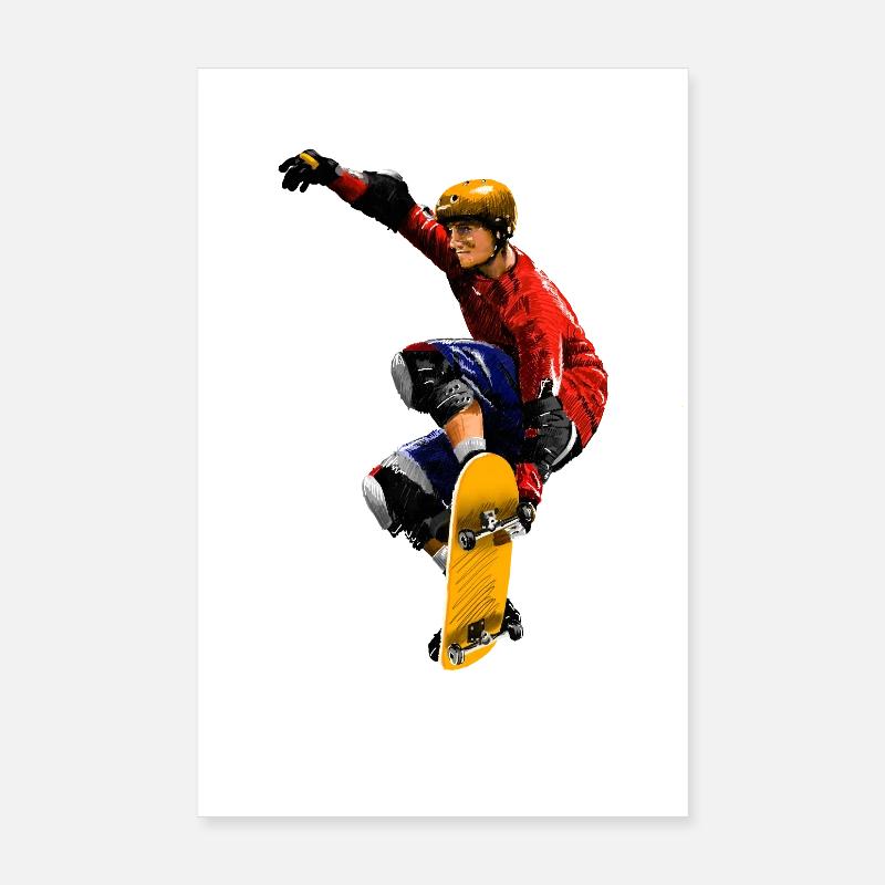 Skater Action Yellow Board Artwork Poster 20 x 30 cm