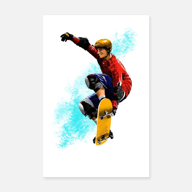 Skateboard Sprung Neon Splash Poster 20x30 cm