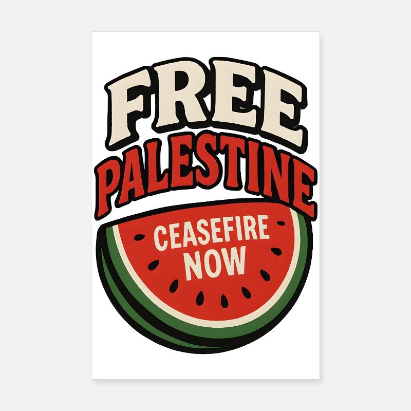 Paix Palestine Cessez le Feu Pastèque - Poster 20 x 30 cm - blanc