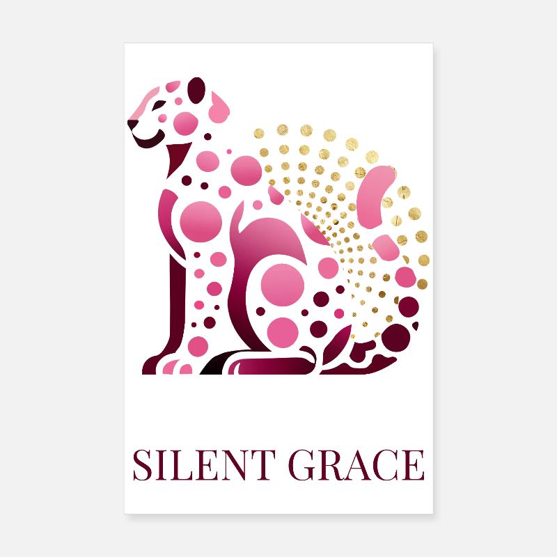 Silent Grace - Élégant design de chat rose avec Poster 20 x 30 cm