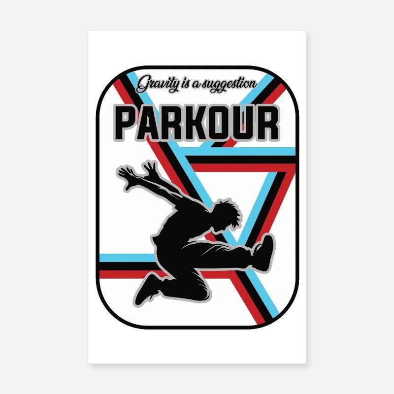Conception de parkour – La gravité est une suggestion - Poster 20 x 30 cm - blanc