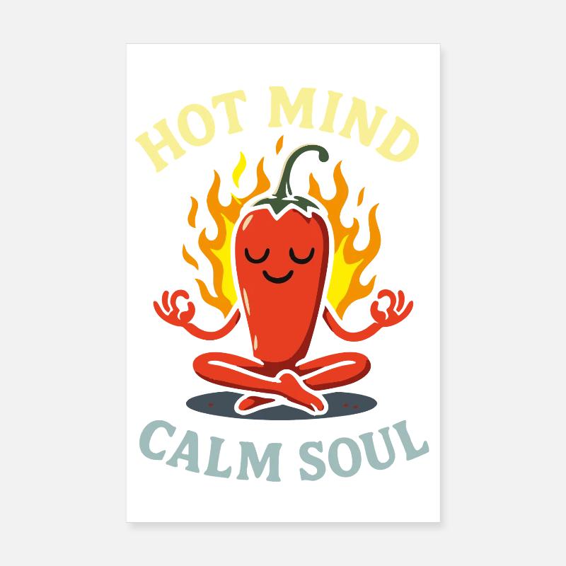 Hot Mind Calm Soul – Lustiges Chili Comic Design Poster 20x30 cm