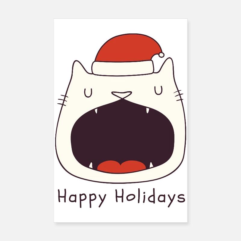 Drôle de chat de Noël Poster 20 x 30 cm