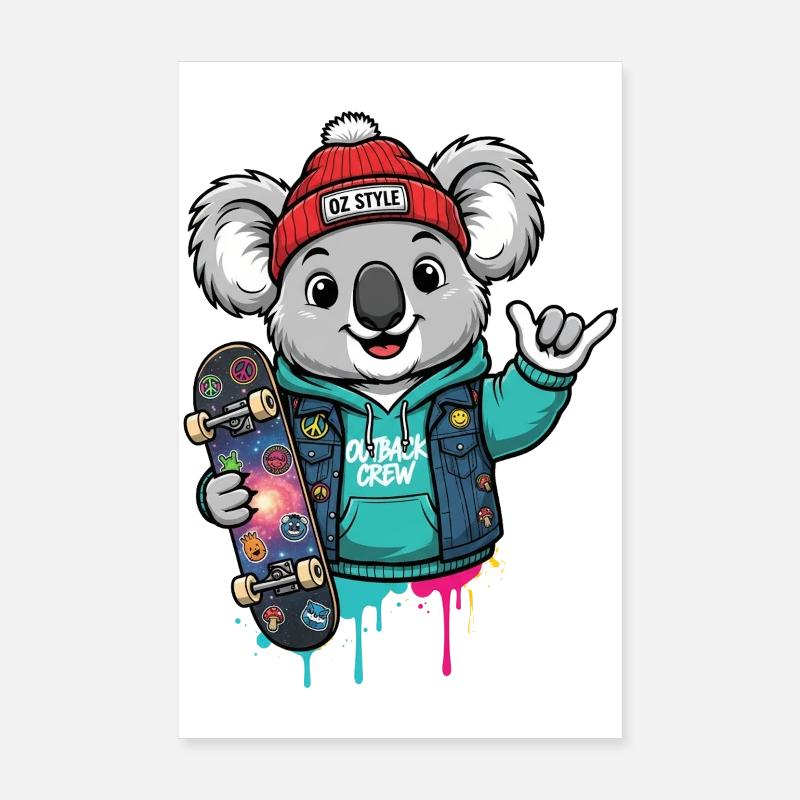 Koala Skate Sweat à Capuche Style Oz Poster 20 x 30 cm