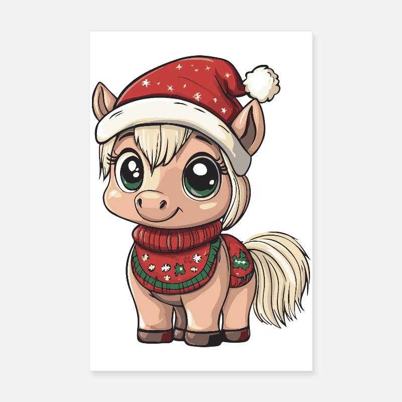 Cheval Noël Poster 20 x 30 cm
