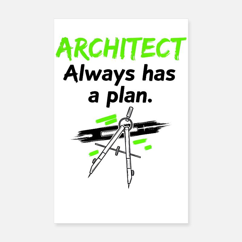 Architect with a plan Poster 8" x 12" (20x30 cm)