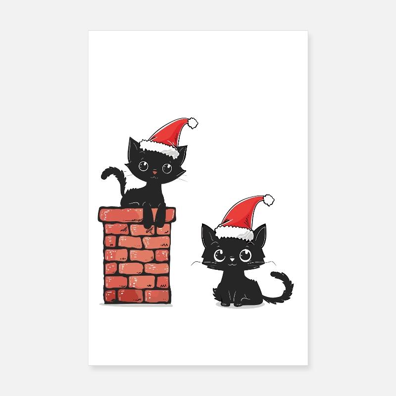 Noël chaton chat motif Noël Poster 20 x 30 cm