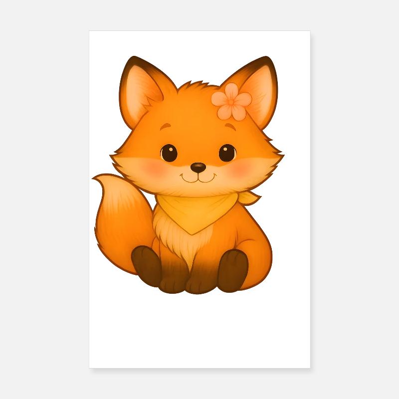 Little fox with flower and collar Poster 8" x 12" (20x30 cm)