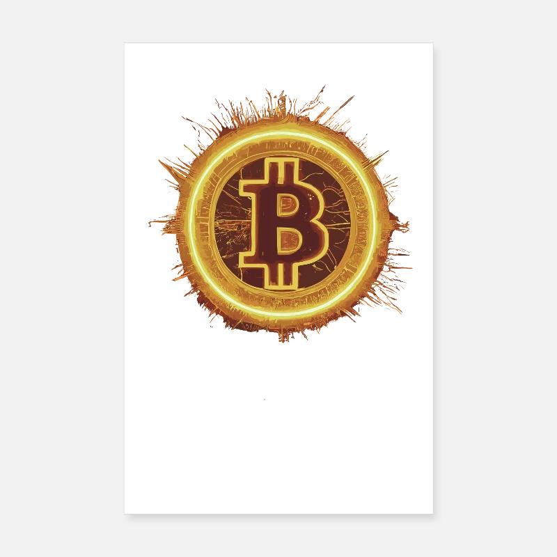 Bitcoin Solar Flare – Glowing Crypto Symbol Poster 8" x 12" (20x30 cm)