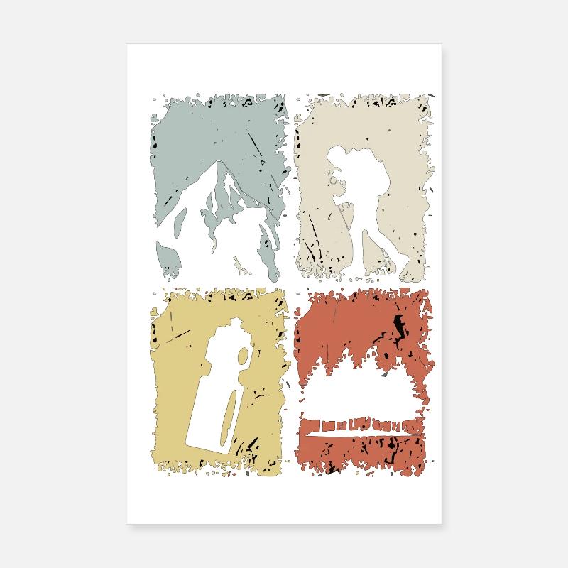 Four Panel Silhouette Grunge - Poster 8" x 12" (20x30 cm) - white